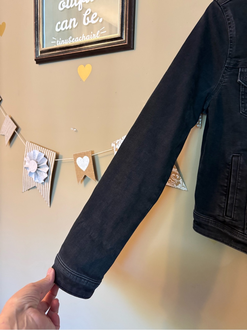 EDC Distressed Black Denim Jacket | Size S - Picture 9 of 13